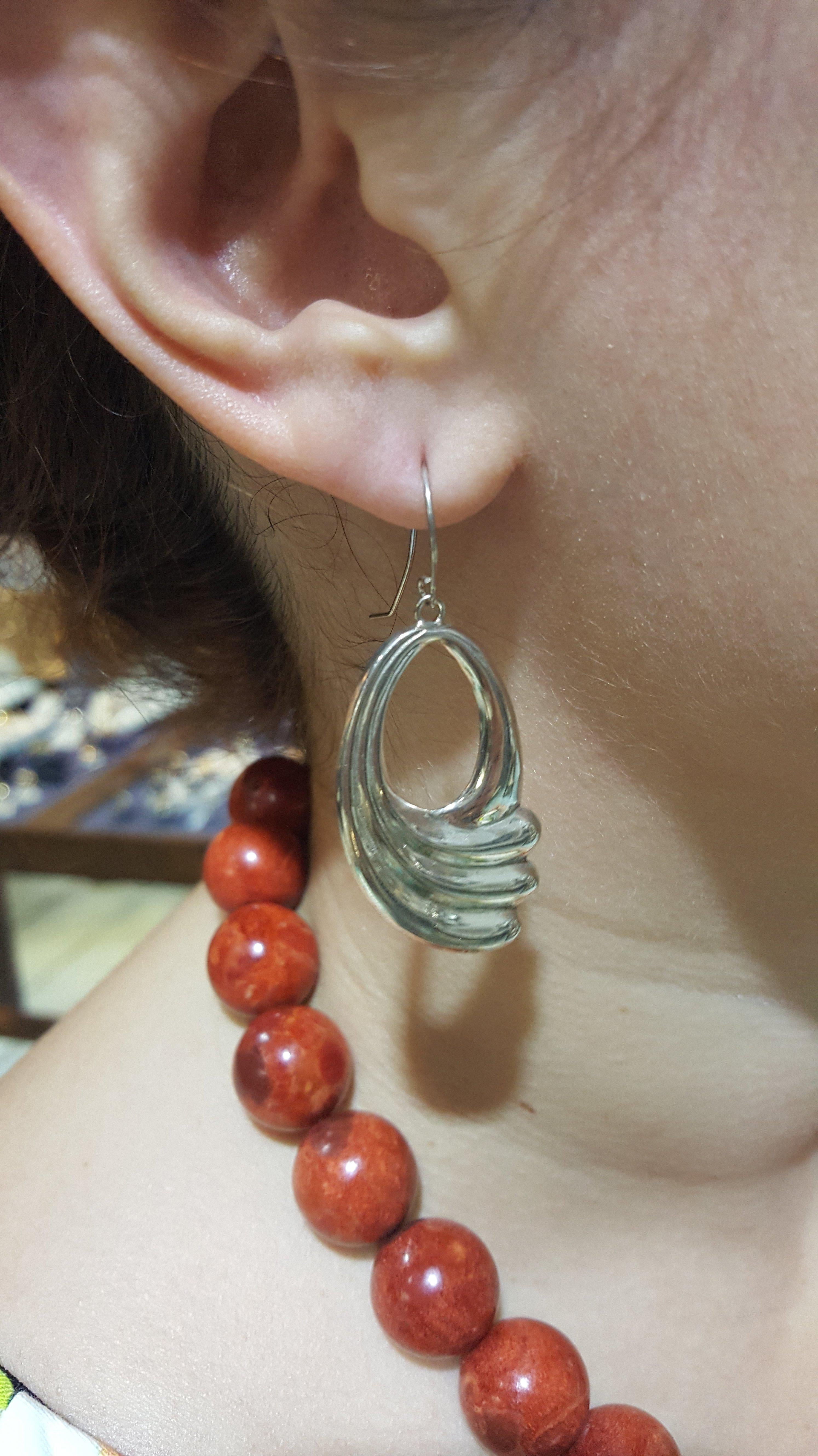 Greek Wave Drop Earrings in Sterling Silver (GT-07)
