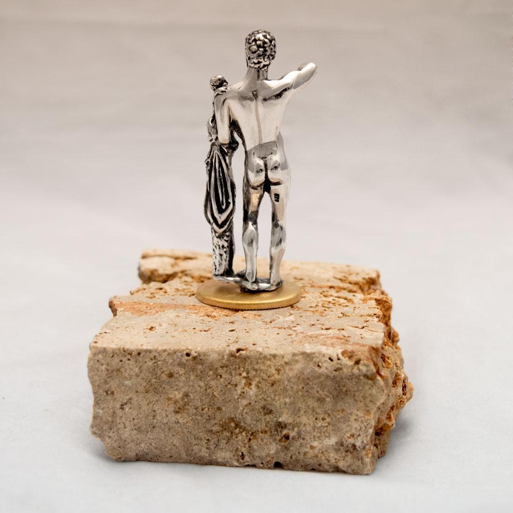 Hermes and the Infant Dionysus, Greek Statue Figure in Sterling Silver
