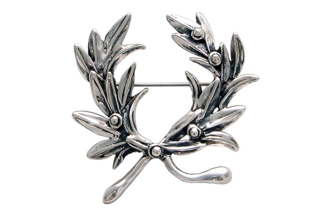 Kotinos Olive leaf Wreath brooch in Sterling Silver (K-36)