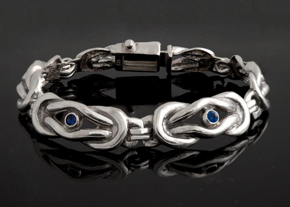 Love Knot Bracelet in Sterling Silver with zircon (B-111) - ELEFTHERIOU EL