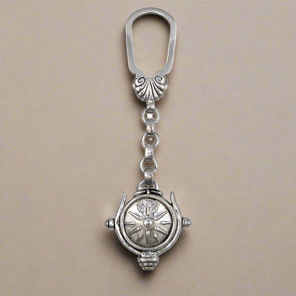 Macedonian Sun (Vergina Sun) Key ring in sterling silver (MP-02)