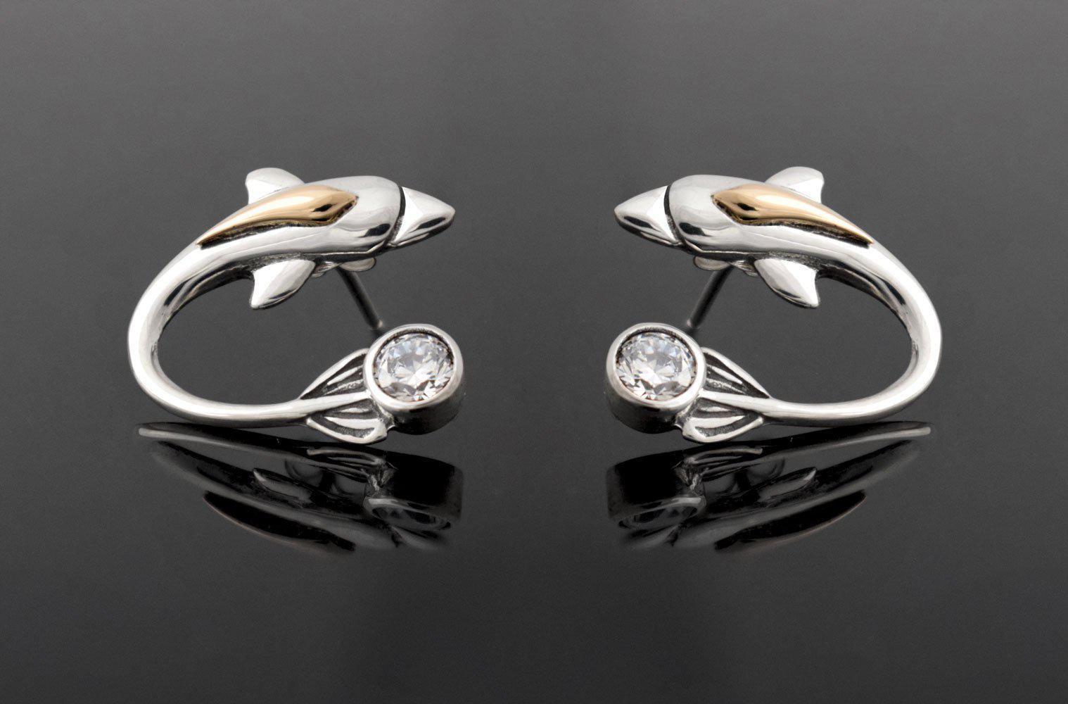 Minoan Dolphins Earrings, sterling silver earrings, Greek Jewelry, Womens Fashion (AG-12)