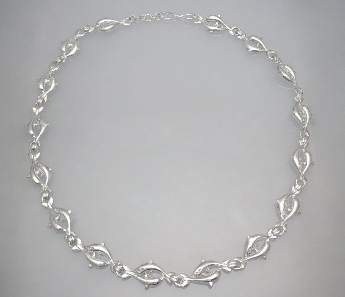 Minoan Dolphins Racing Sterling Silver Necklace (PE-13) - ELEFTHERIOU EL