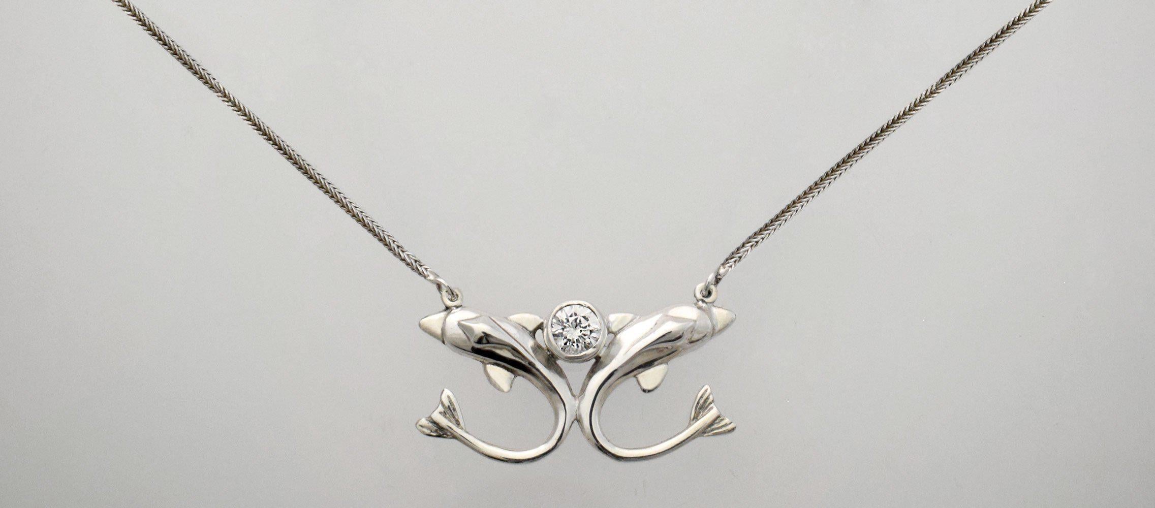 Minoan Dolphins Sterling Silver Necklace (PE-15)