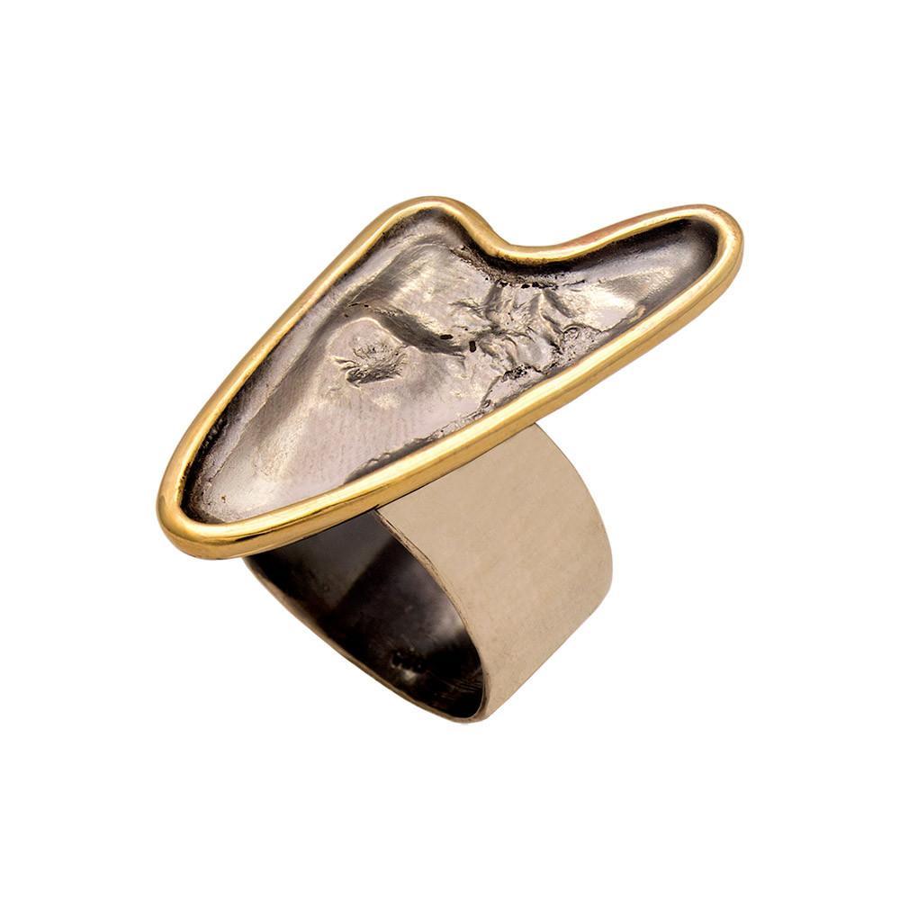 Ring in Sterling Silver with Decorative Black Patina (Oxidation) (DM-40)