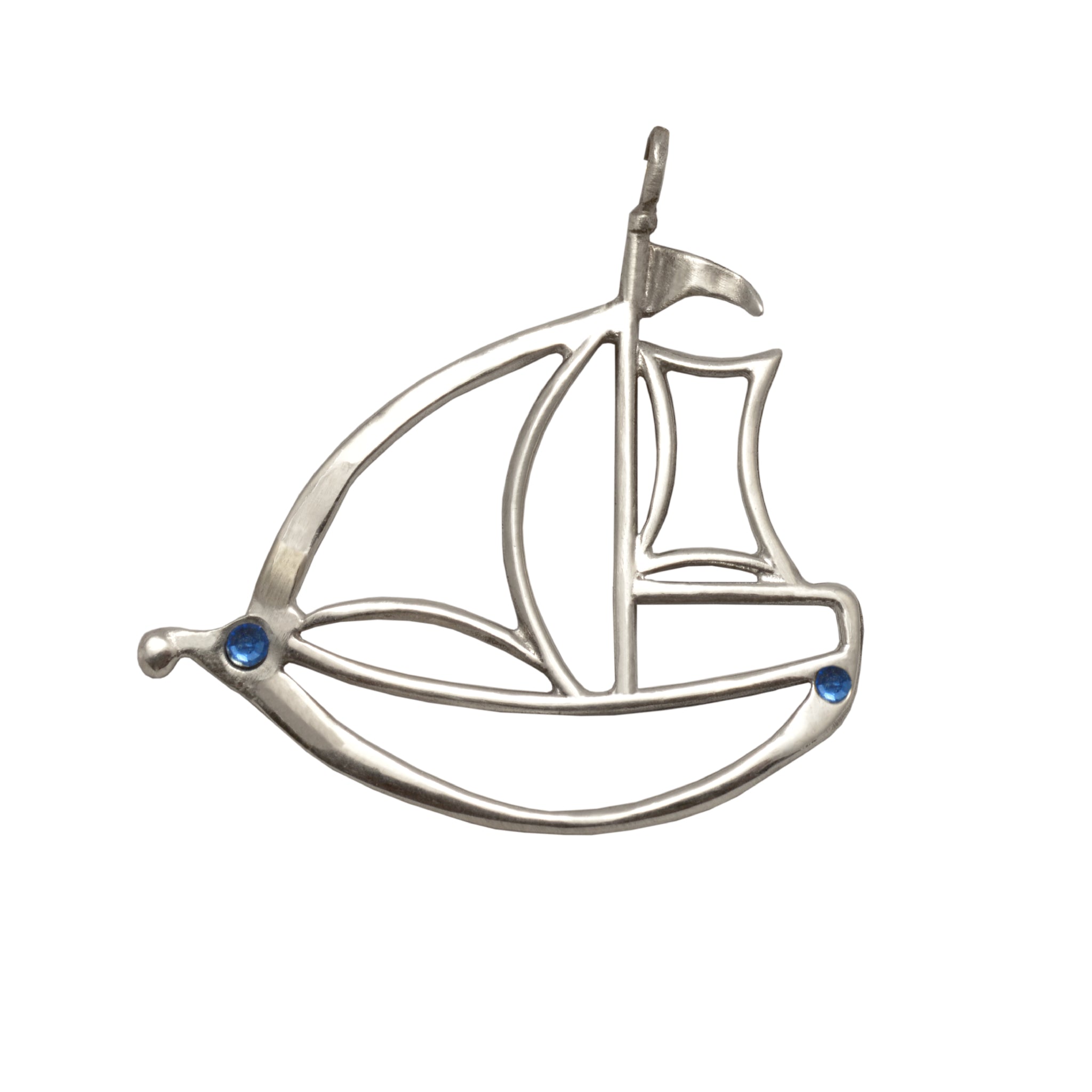 Sailboat Charm on plexiglass, silver charm with bronze leaves, home decor, gift idea, charm favors (PX-12)