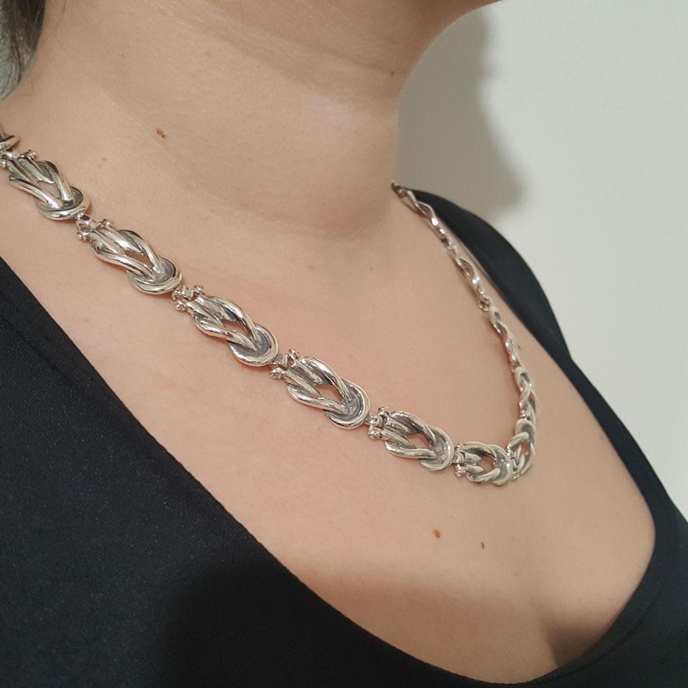 Sterling Silver Knot Necklace, Love Necklace (PE-28)