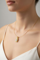 14k Gold Chain Necklace, 18k Gold Aquamarine Pendant with Brilliants (DV PE-66)