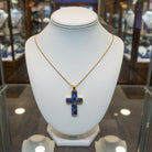 14k Gold Chain Necklace with 18k Gold Quartz Cross Pendant (DV PE-71)