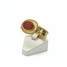 18K Gold Perforated Bracelet with Carnelian Seal Stone (DV C-09)