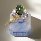 18k Gold Green Tourmaline Ring with White and Yellow Gold Accents (B-113)
