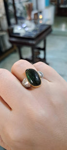 18k Gold Green Tourmaline Ring with White and Yellow Gold Accents (B-113)