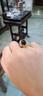 18k Gold Green Tourmaline Ring with White and Yellow Gold Accents (B-113)