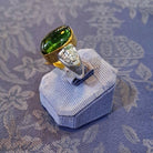 18k Gold Green Tourmaline Ring with White and Yellow Gold Accents (B-113)