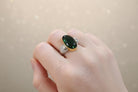 18k Gold Green Tourmaline Ring with White and Yellow Gold Accents (B-113)