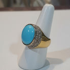 18k Gold Oval Arizona Turquoise Ring, Greek Jewelry, Handmade Fine Ring (DV B-77)