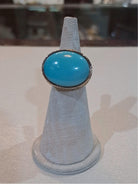 18k Gold Oval Arizona Turquoise Ring, Greek Jewelry, Handmade Fine Ring (DV B-77)