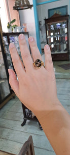 18k Gold Oval Green Pink Tourmaline Ring, Handmade Greek Jewelry (DV B-87A)
