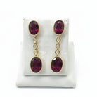 18k Gold Oval Ruby Cabochon Earrings, Handmade Greek Jewelry (DV AG-13)