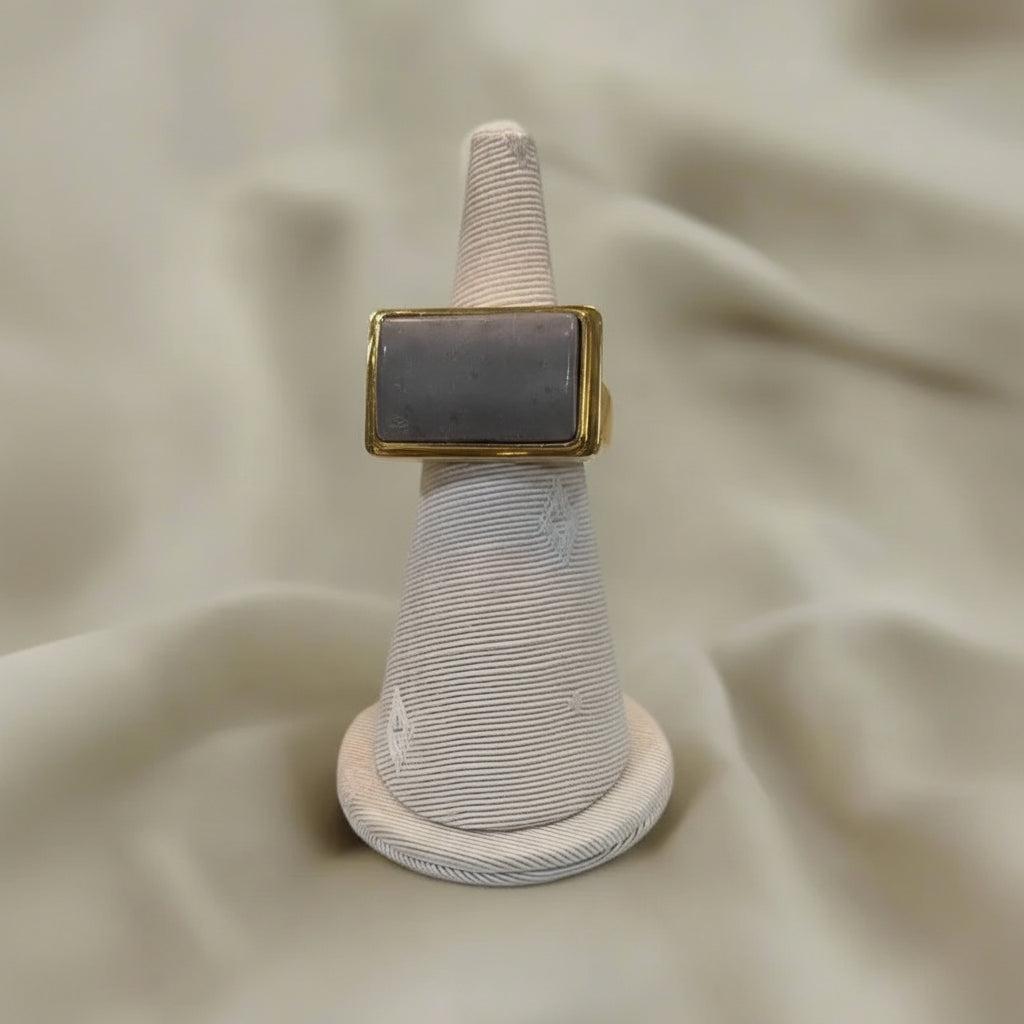 18k Gold Ring with Blue Coral, Handmade Greek Jewelry, One-of-a-Kind (DV B-79)