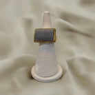 18k Gold Ring with Blue Coral, Handmade Greek Jewelry, One-of-a-Kind (DV B-79)