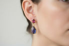 18k Gold Tanzanite Pink Tourmaline Fancy Cut Earrings, Handmade Greek Jewelry (DV AG-14)
