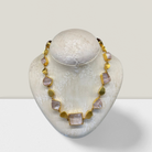 Necklace in Gold 18k & kunzite cabochon stones