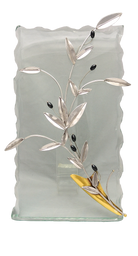 Greek Sterling Silver Olive leaf Wreath on glass (A-44-4)
