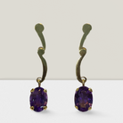 Amethyst oval faceted cutaneous 18k gold earrings, one of a kind, Fine earrings, Handmade earrings, Greek Jewelry