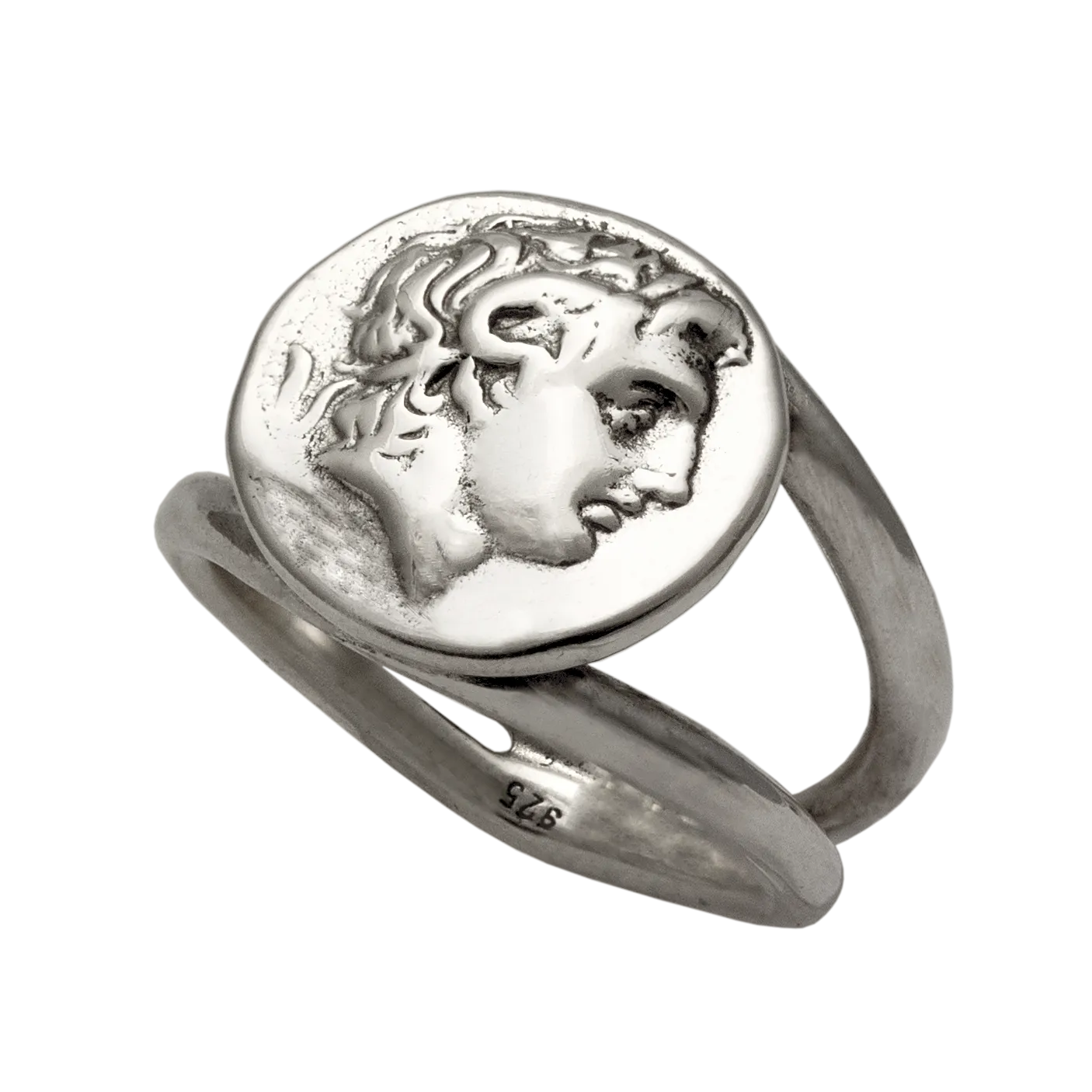 Alexander the Great Portrait Coin Ring in Sterling Silver (DT-105)