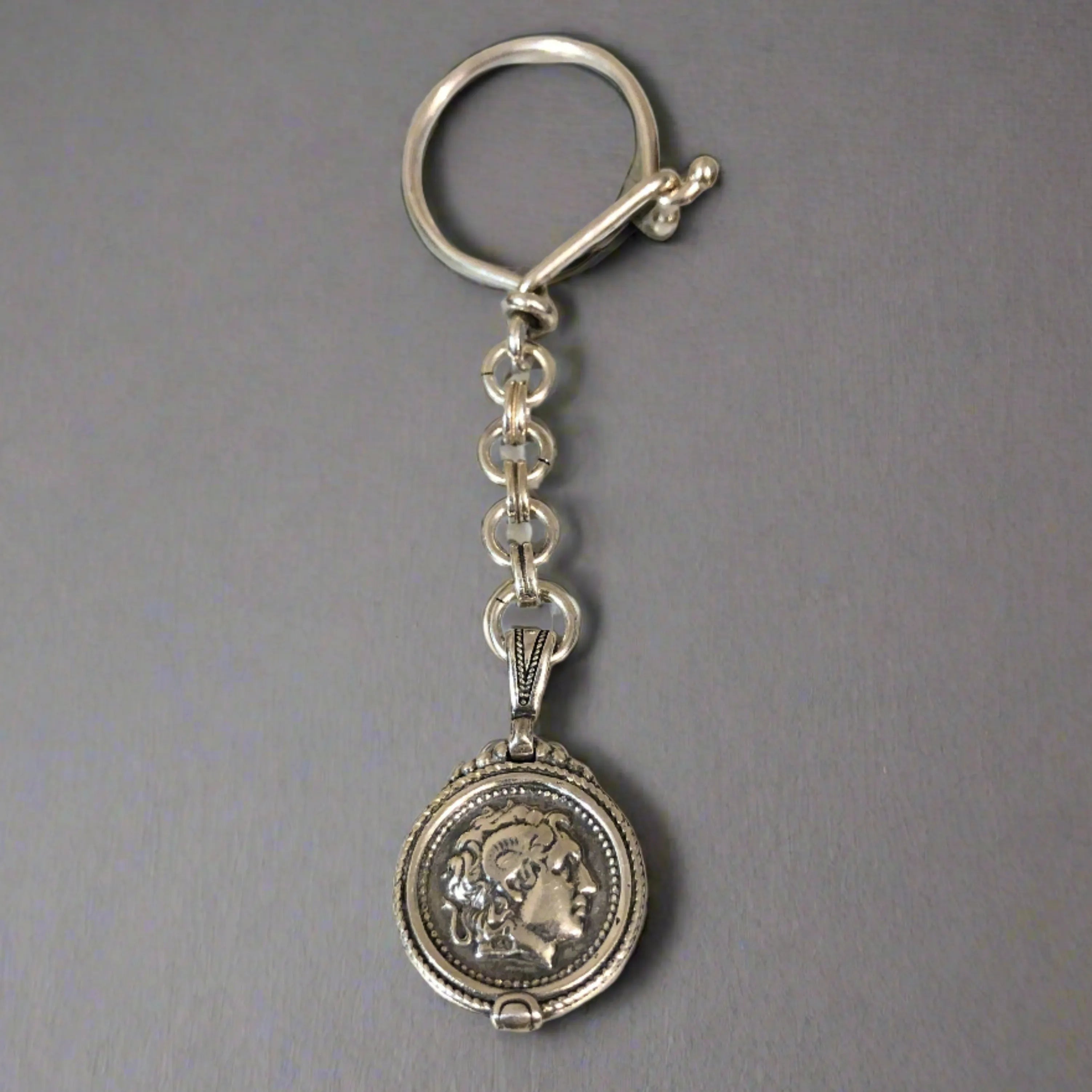 Alexander the Great keychain in sterling silver (MP-31)