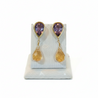 Amethyst & Citrine 18k gold earrings, one of a kind, Fine earrings, Handmade earrings, Greek Jewelry