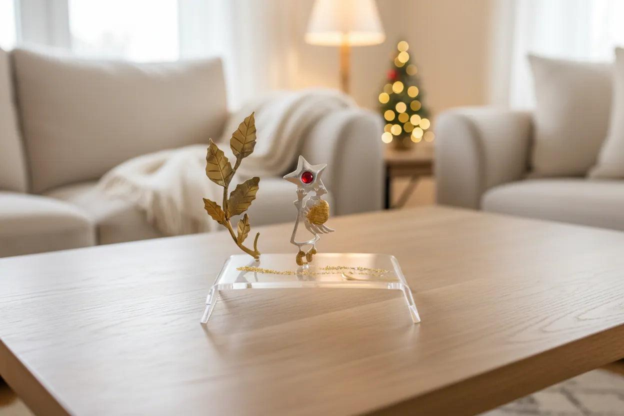 Angel Charm on Plexiglas, silver charm with bronze leaves, home decor, gift idea, charm favor