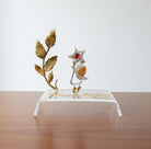 Angel Charm on Plexiglas, silver charm with bronze leaves, home decor, gift idea, charm favor