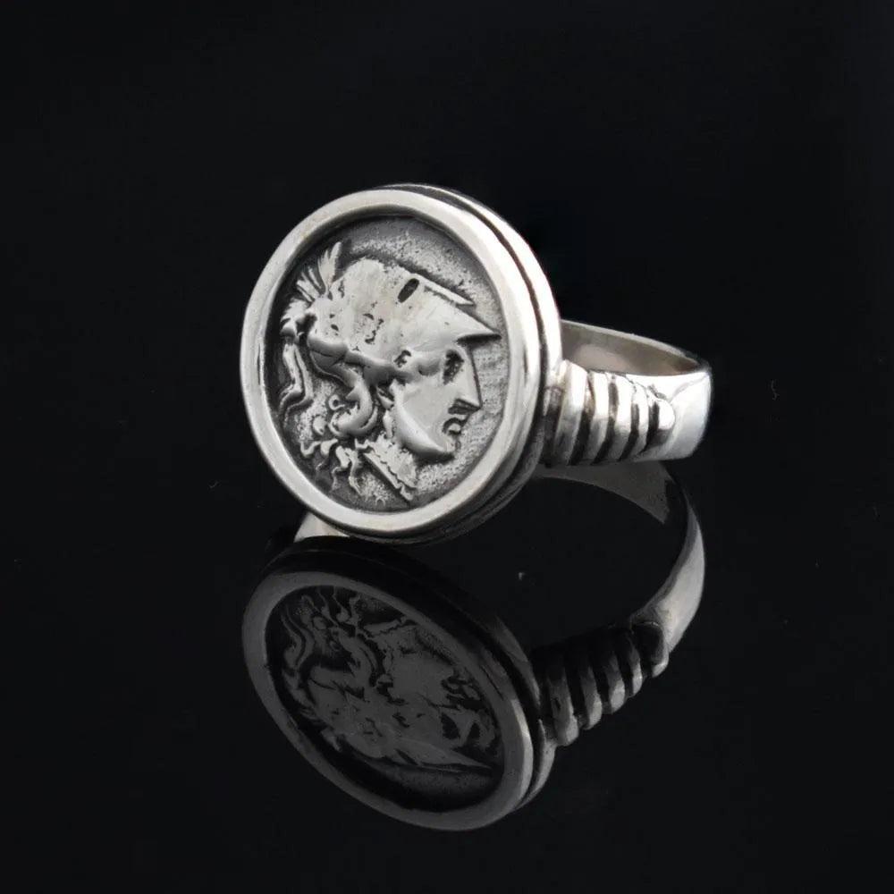 Athena Goddess Coin Ring, Handmade Ring, Sterling Silver Ring (DT-112)