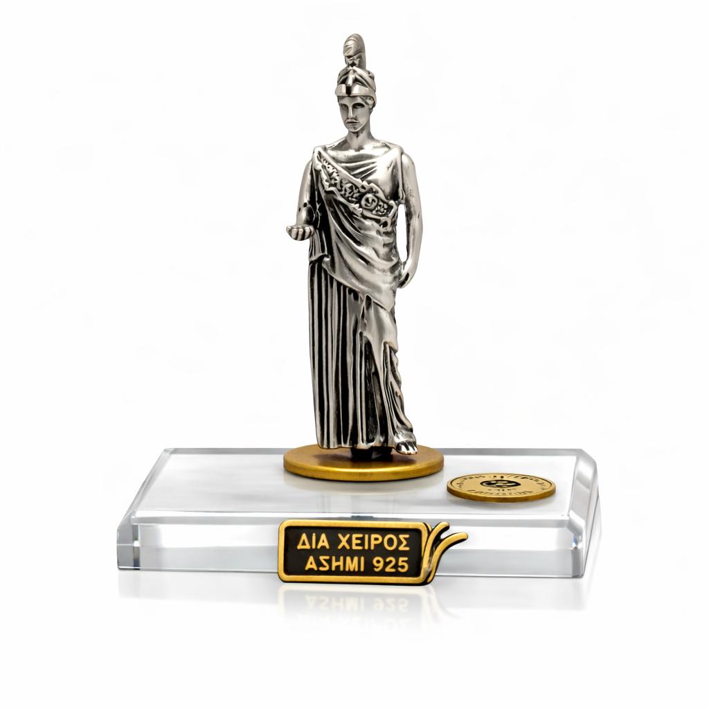 Athena Goddess statue, Piraeus Athena Greek Goddess of Wisdom and War, Sterling Silver Statue (A-04)