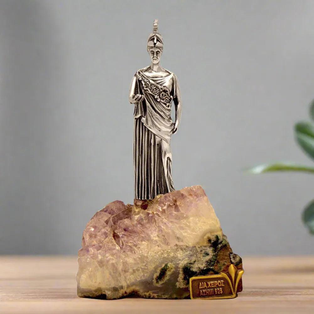 Athena Goddess statue, Piraeus Athena Greek Goddess of Wisdom and War, Sterling Silver Statue (A-04)