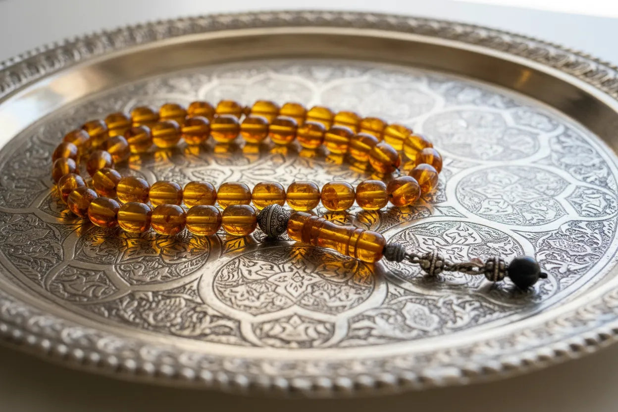 Authentic Mastic Amber Beads Komboloi (ROS-01)