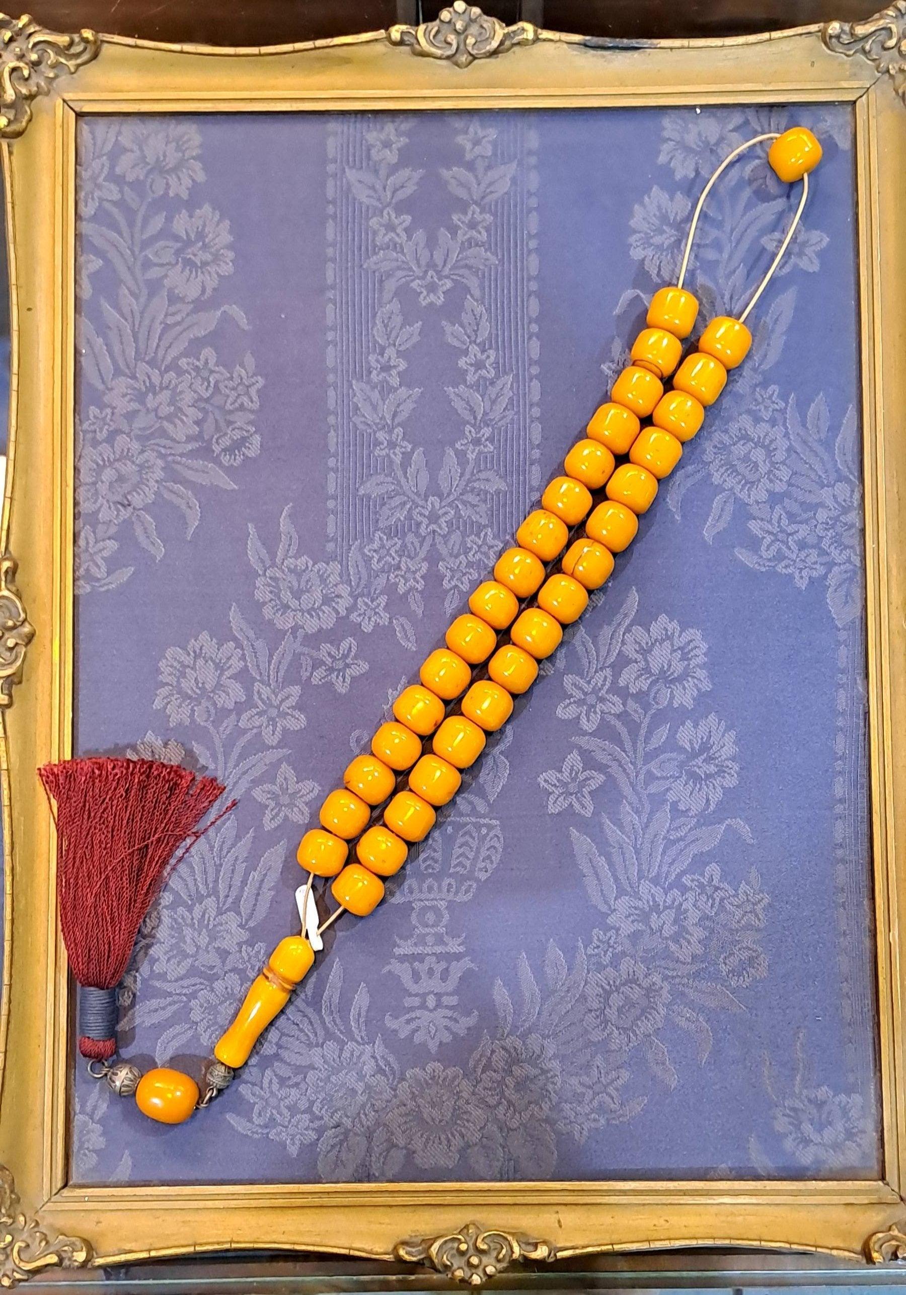 Authentic Old Amber Komboloi, Collectible Rosary Beads (ROS-45)