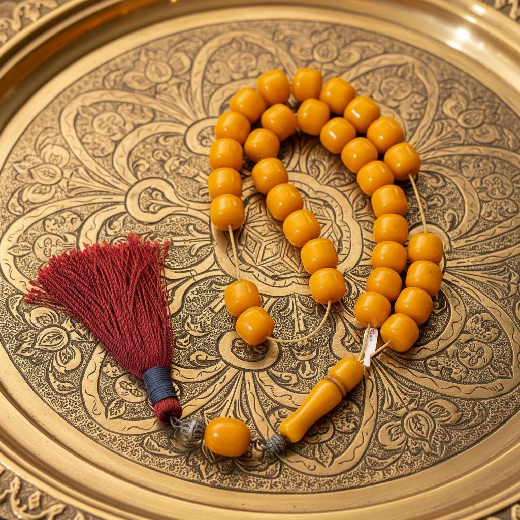 Authentic Old Amber Komboloi, Collectible Rosary Beads (ROS-45)