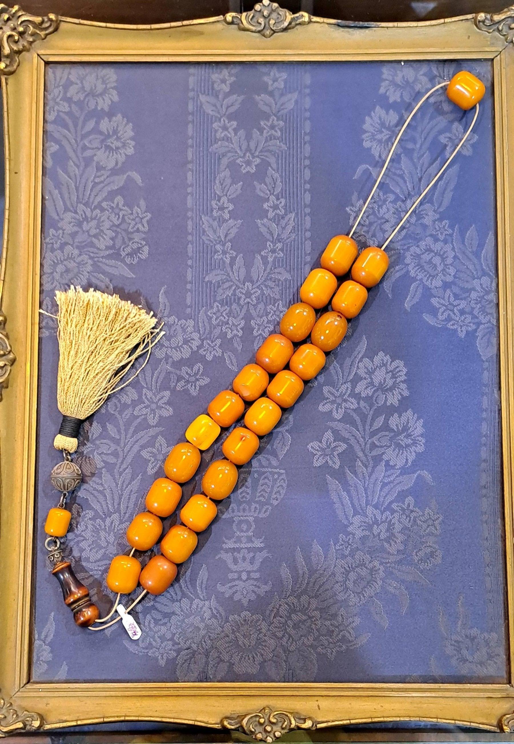 Authentic Old Amber Komboloi – Genuine Amber Rosary, Healing Properties (ROS-46)