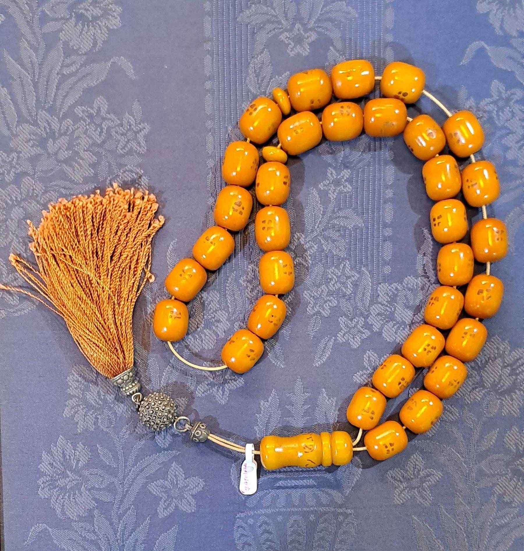 Authentic Old Amber Komboloi – Smooth Polished Prayer Beads (ROS-53)