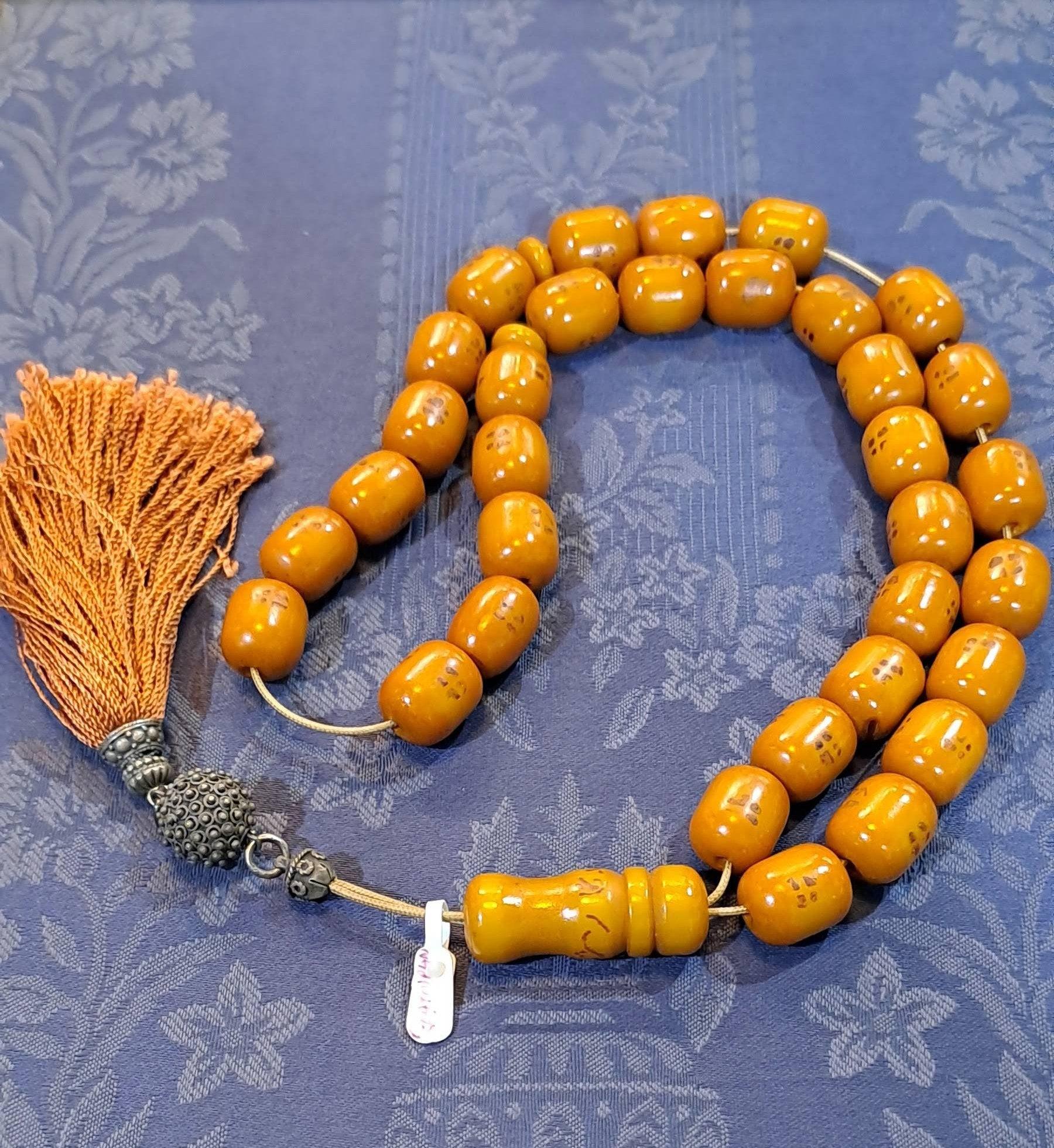 Authentic Old Amber Komboloi – Smooth Polished Prayer Beads (ROS-53)