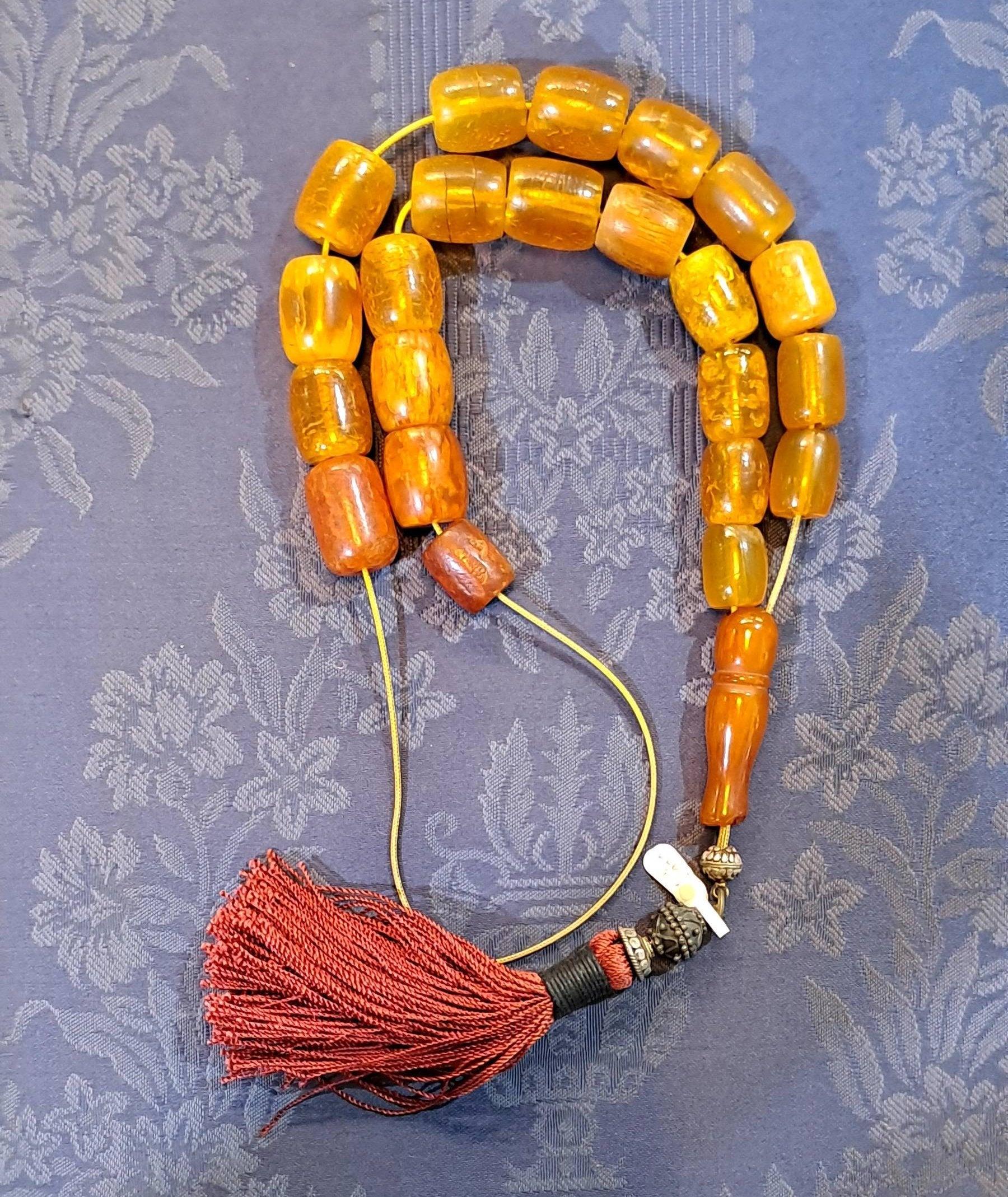 Authentic Old Amber Komboloi, Spiritual Prayer Beads (ROS-49)