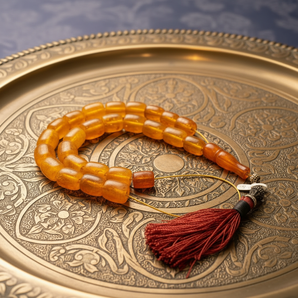 Authentic old amber komboloi (Old Amber Rosary) (ROS-49)