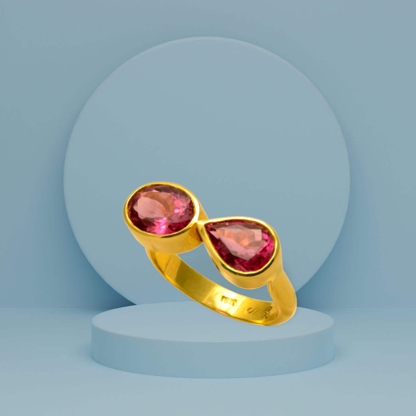 Ring in 18k Gold with Pink Tourmalines stones 3.55 c. (B-68)
