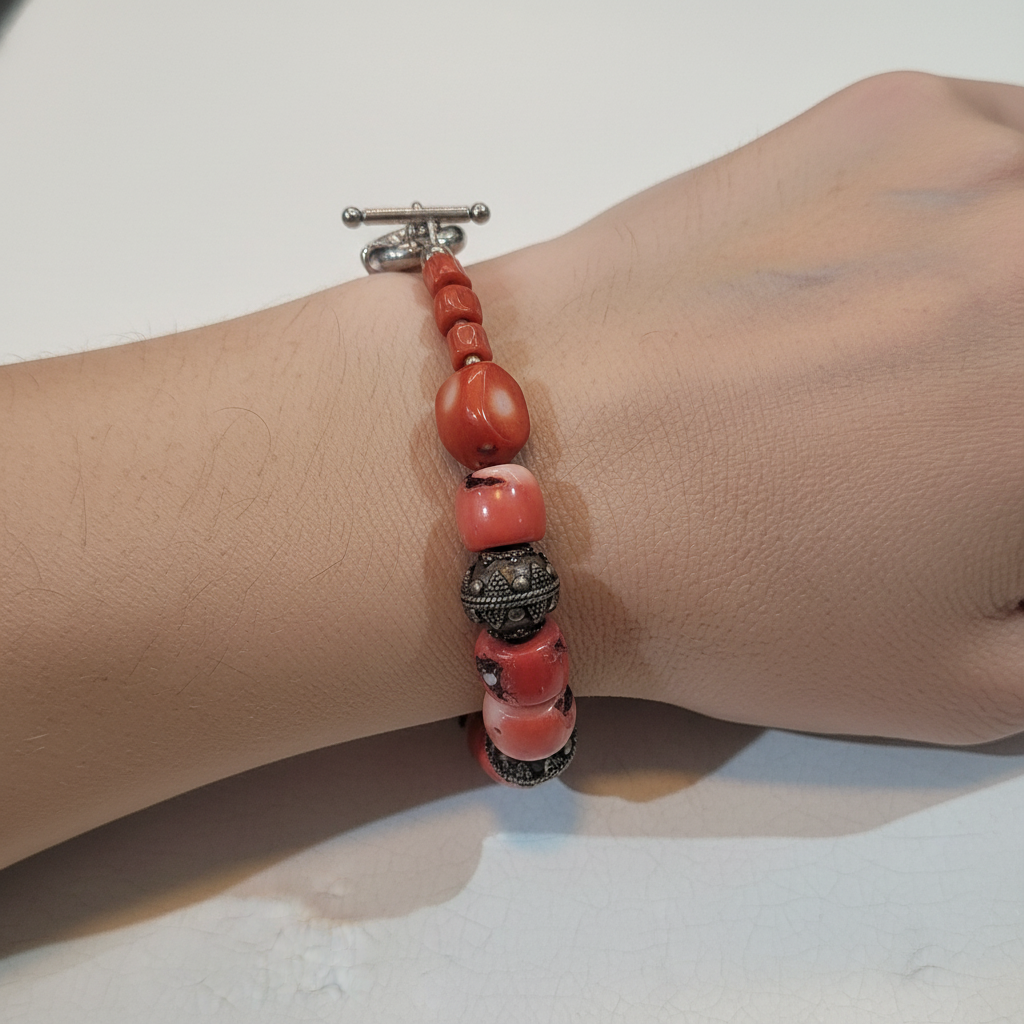 Bracelet in silver 925 with red coral