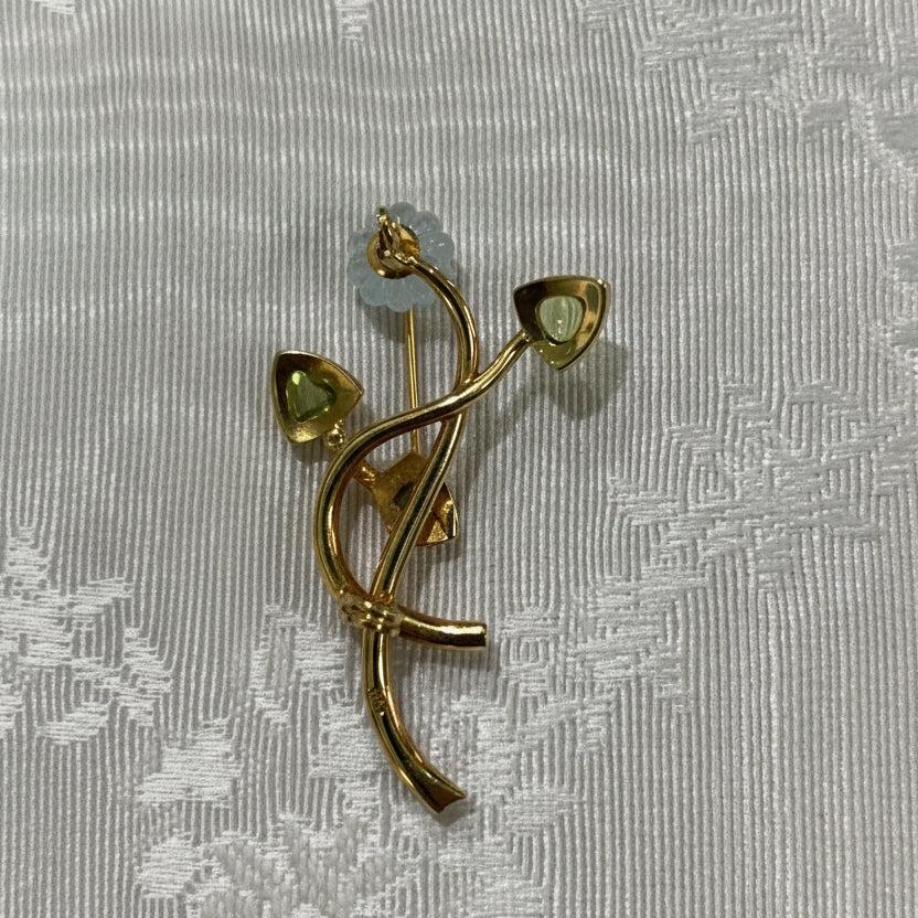 Brooch in 18k gold, Flower brooch