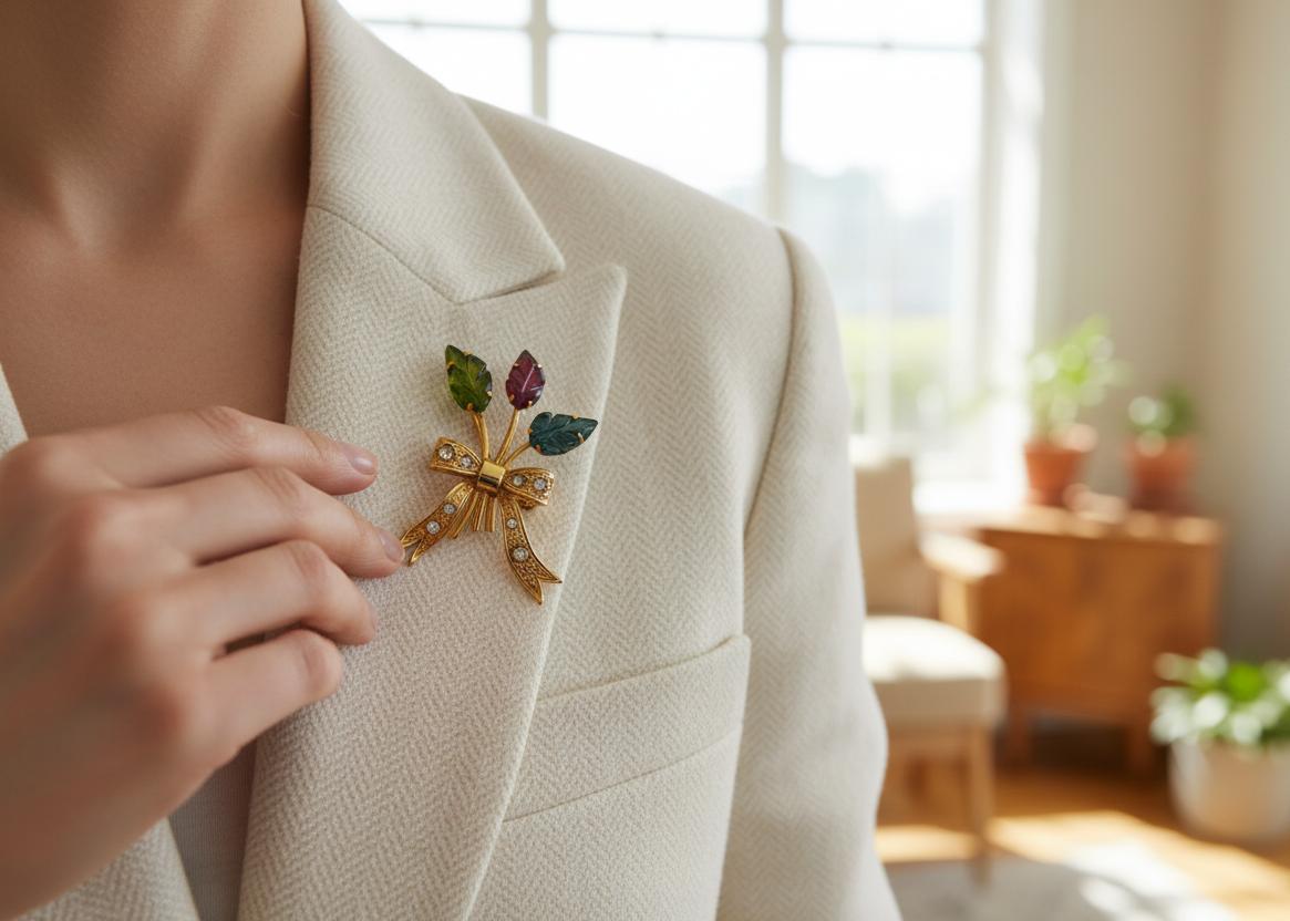 Brooch in 18k gold, Flower brooch (K-08)