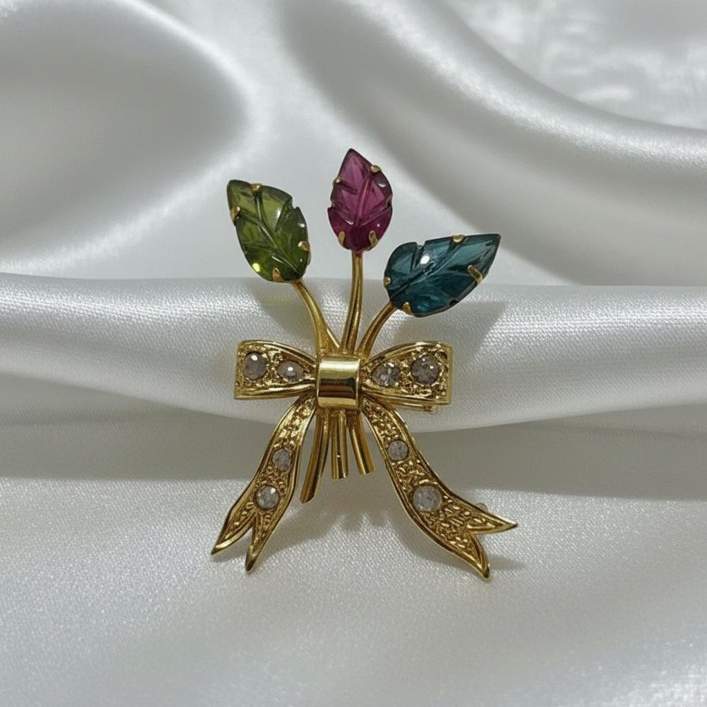 Brooch in 18k gold, Flower brooch (K-08)